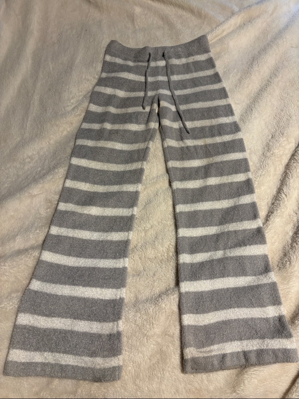 Cozy Gray & White Striped Lounge Pants